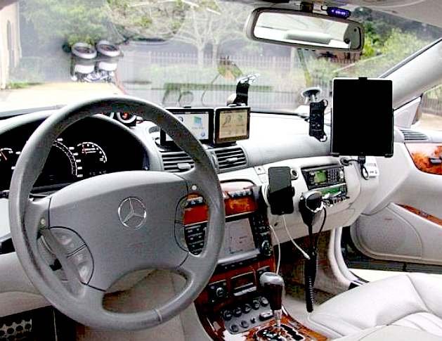 Cannonball Run Mercedes - Ed Bolian - Extreme example of many controls and screens! 